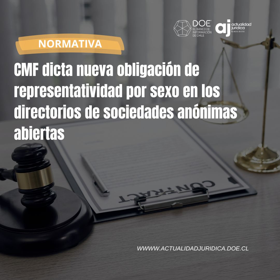 ⚖️NORMATIVA| La Norma de Carácter General N° 555 fija el mecanismo para reportar la identificación y el sexo de directores y suplentes, aplicable desde el 1 de enero de 2026.

Lee acá➡️actualidadjuridica.doe.cl/cmf-dicta-nuev…

#DOE #CMF