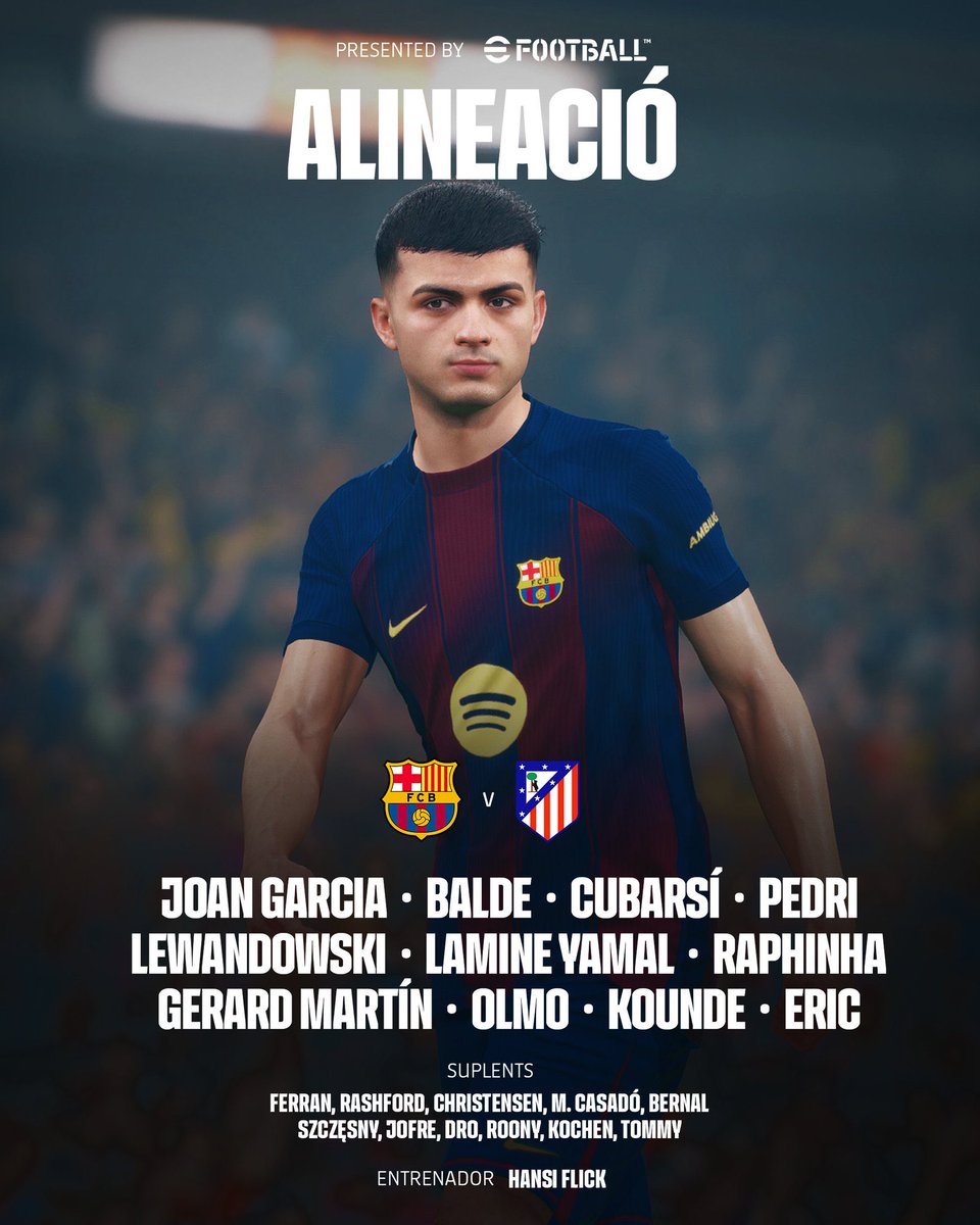 📋 ESTE ES EL XI DEL BARÇA PARA ENFRENTARSE AL ATLÉTICO DE MADRID

✅ Gerard Martín jugará de central y Pedri vuelve a la titularidad