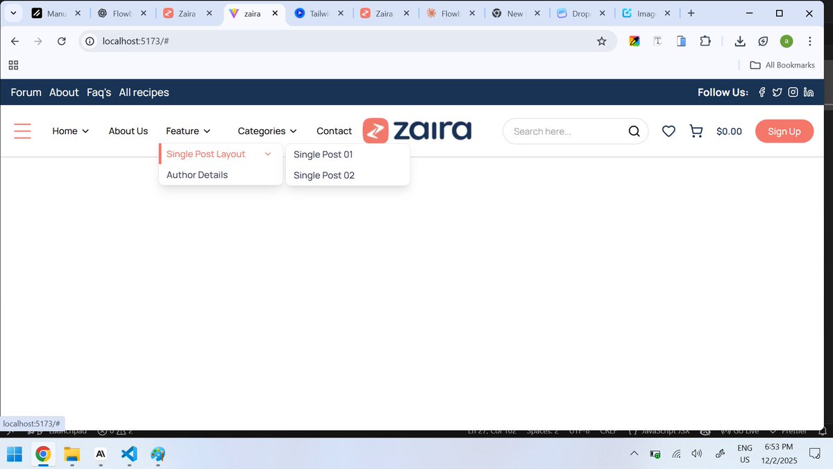 THEJASPERJAY's tweet image. Day 43 of 60 Days of Code
Today I worked a lot with UI component libraries like flowbite, headless UI and shadcn. These things nearly took my life today 😂 but I no go gree. I finally got one working and updated my navbar too.
Slowly.
#fyp #react #javascript #webdevelopment