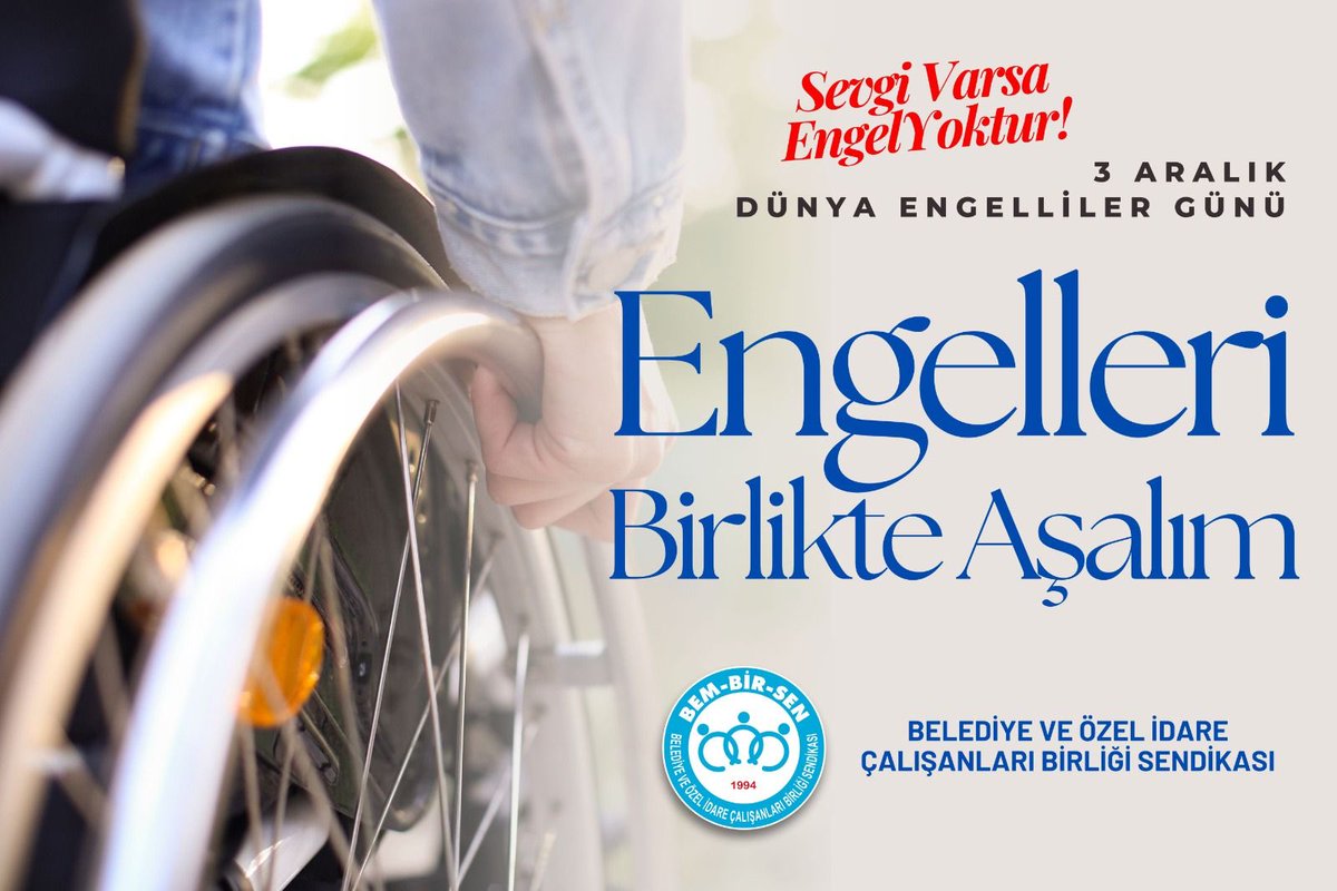Hayatı paylaşmak ve huzur içinde yaşamak için engel yok.

Bu toplumsal bilincin gelişmesi ve engelli bireyler için daha iyi bir geleceği inşa ederek yaşamları içerisinde yaşadıkları engellerin kaldırılması temennisi ile

3 Aralık 
Dünya Engelliler Günü 
Kutlu Olsun