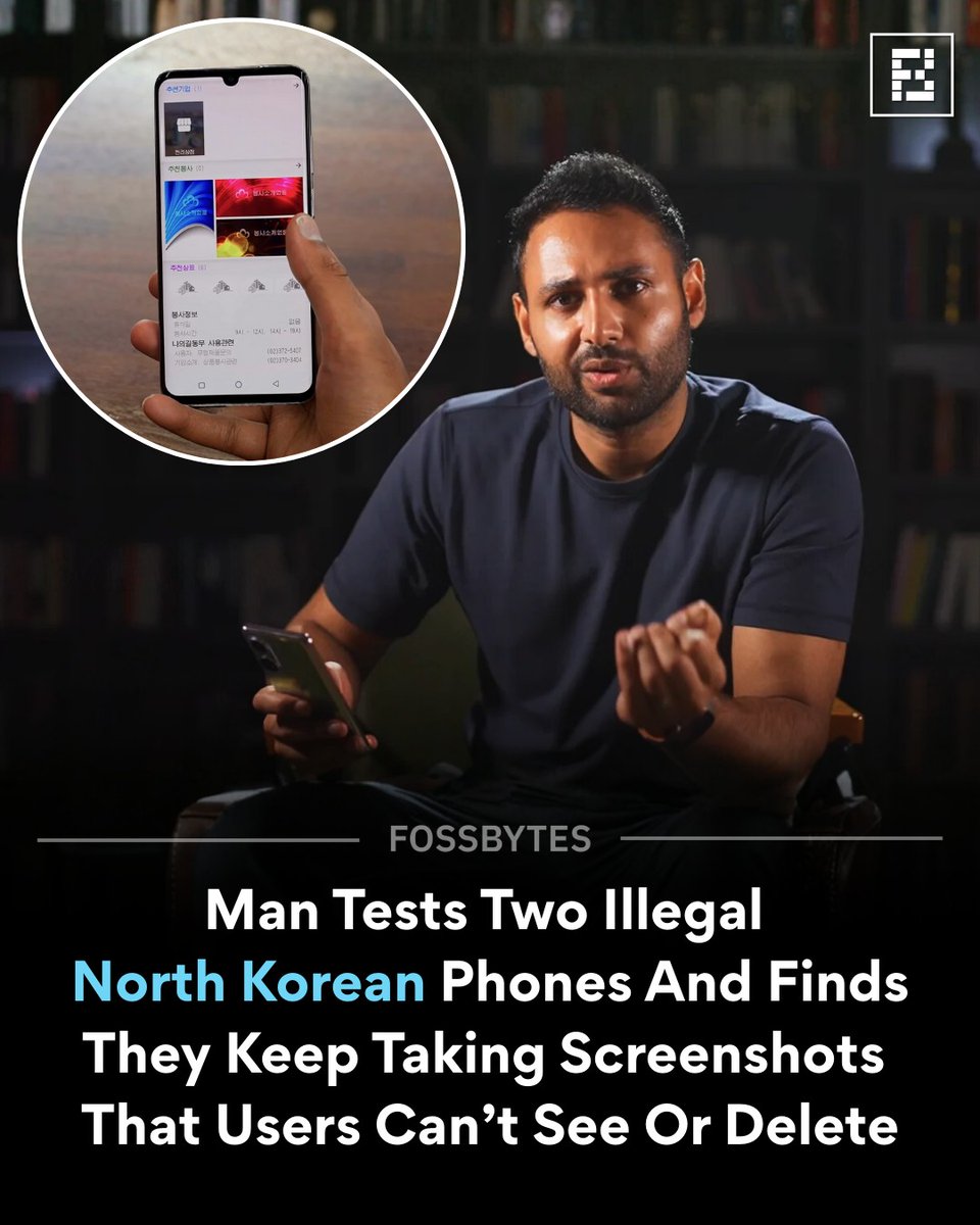 Global_Folder's tweet photo. YouTuber Mrwhosetheboss tested two illegal North Korean smartphones smuggled out of the country, the Haeyang 701 and Samtaesong 8.

He found the devices filled with political controls, from autocorrect changing “South Korea” to “Puppet State” to slang being rewritten into propaganda terms.

The phones cannot access the internet and are limited to “Mirae,” a state-run network that only shows government-approved content.

Most alarming, the phones take frequent hidden screenshots that users cannot view or delete, a likely tool for authorities to monitor and inspect citizens’ activity.