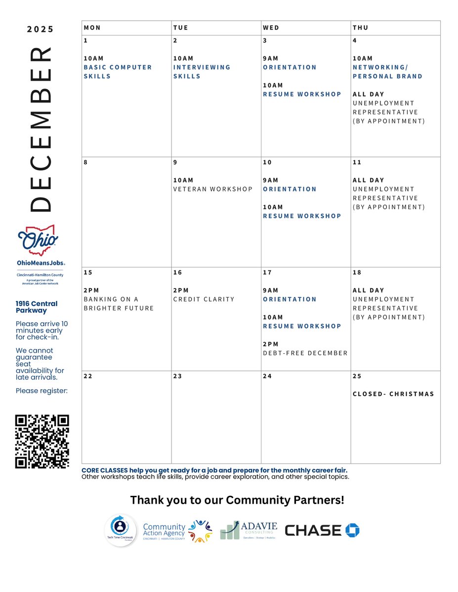 No career fairs this month, but we have plenty of workshops to help you get prepared for your next interview!

Sign up here: omj-cinham.org/job_seekers/wo…