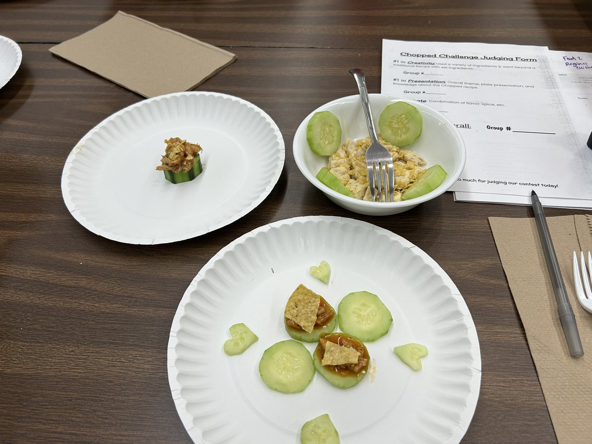 Great time judging our Chopped competition in foods today! Kitchen 6 for the win! Ingredients were chicken, honey, tortilla chips, and cucumber. <a href="/CHSD94/">Community HS Dist 94</a>