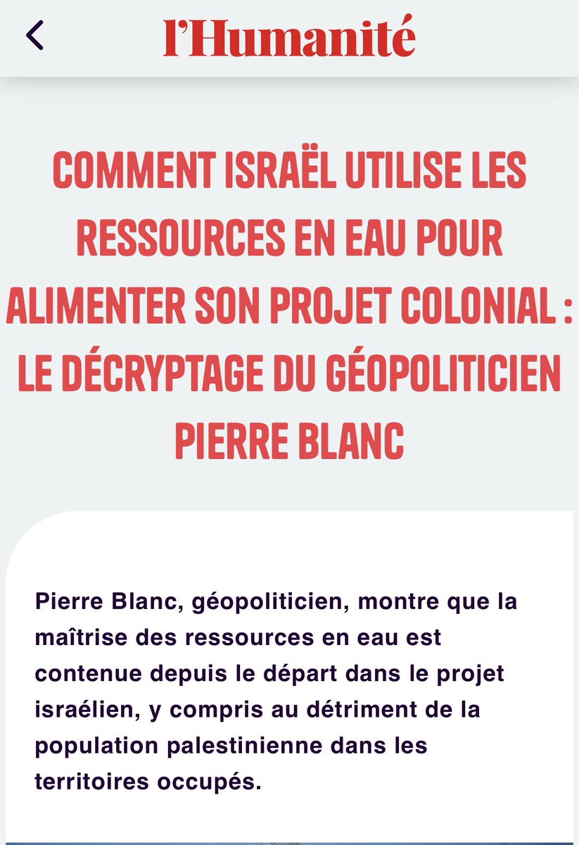 Le porte-parole du génocide Zarka a sans doute oublié de dire qu’Israël et sa politique coloniale terroriste vole l’eau aux Palestiniens. 

Rien n’effacera la Palestine. 

Aujourd’hui ou demain toute la Palestine sera libérée de l’occupation israélienne.