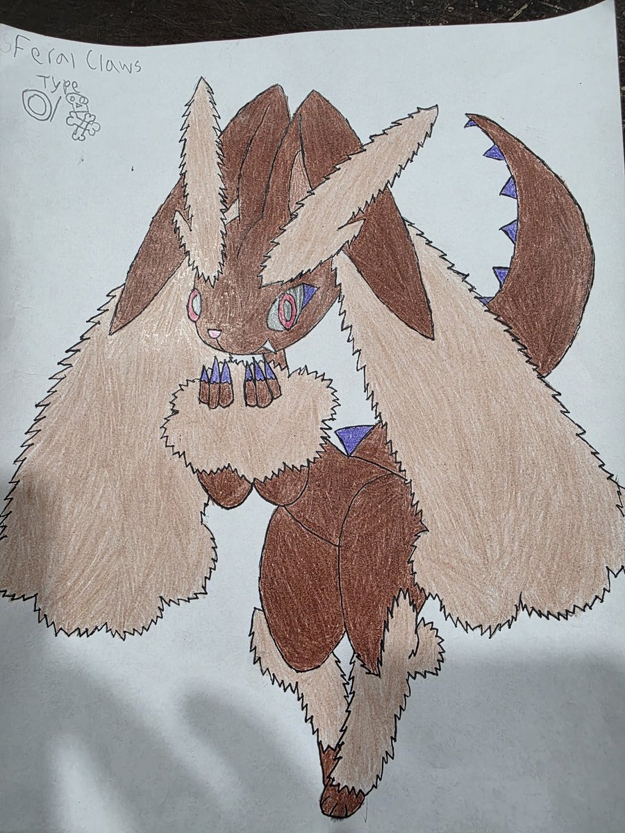 Mineceaft23's tweet photo. Just in from area 0 a new paradox pokemon was discovered. From my discovery the pokemon i deem feral claws is a normal poison type it's saliva creates a potent venom that it uses in self defense it is painful but not lethal. And it is skittish like a lopunny.

#pokemon  #area0 https://t.co/LroICZW2Xd