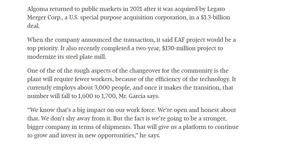 JasminLaine_'s tweet image. In a Globe and Mail article published August 30th, 2024, Algoma Steel highlights that massive job losses would be coming as they moved to &quot;green steel&quot;. 

Of course, Tariffs took away their largest customer... but let&apos;s not pretend as though this all falls on Trump. Mark Carney…