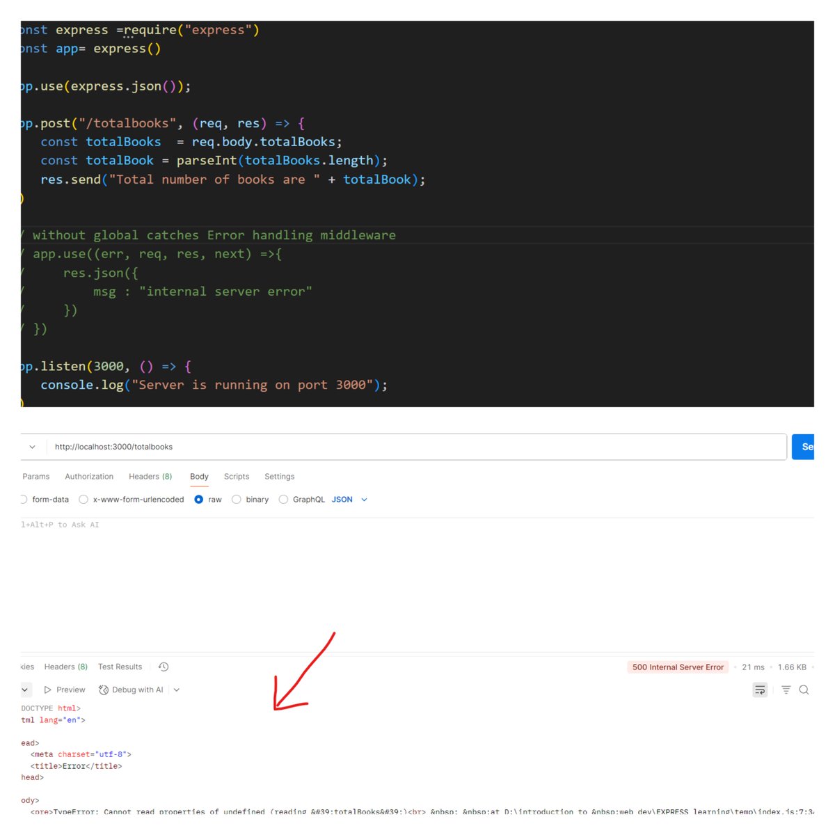 pranayBhat7's tweet image. Express Global Error Handling in the easiest way possible
Clean, simple &amp;amp; Global Error Handling in Express made SIMPLE. 🚀🔥
#javascript #nodejs #expressjs #webdev #buildinginpublic