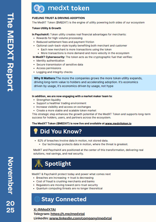 🚨BREAKING: $MedXT is gearing up to absolutely MELT FACES in the crypto space!  🚀
Revealed in Novembers company newsletter, an epic partnership with <a href="/elavon/">Elavon, Inc.</a> , along with previous partnerships such as <a href="/Visa/">Visa</a> , <a href="/Mastercard/">Mastercard</a> , <a href="/Apple/">Apple</a>-pay, <a href="/GooglePay/">Google Pay</a> , and a ton more. 
This is the