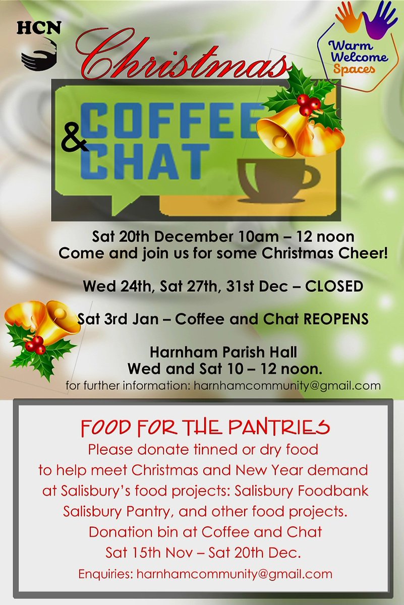 Coffee &amp; chat are collecting donations for the foodbank pantry &amp; other local food projects