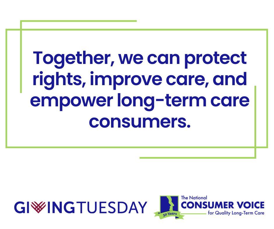 ConsumerVoices's tweet photo. It’s #GivingTuesday! Help us ensure dignity and quality care for every long-term care consumer. Your gift fuels advocacy and change.
Donate today: https://t.co/FmLRXPIAWz https://t.co/nL6sPMgbNh
