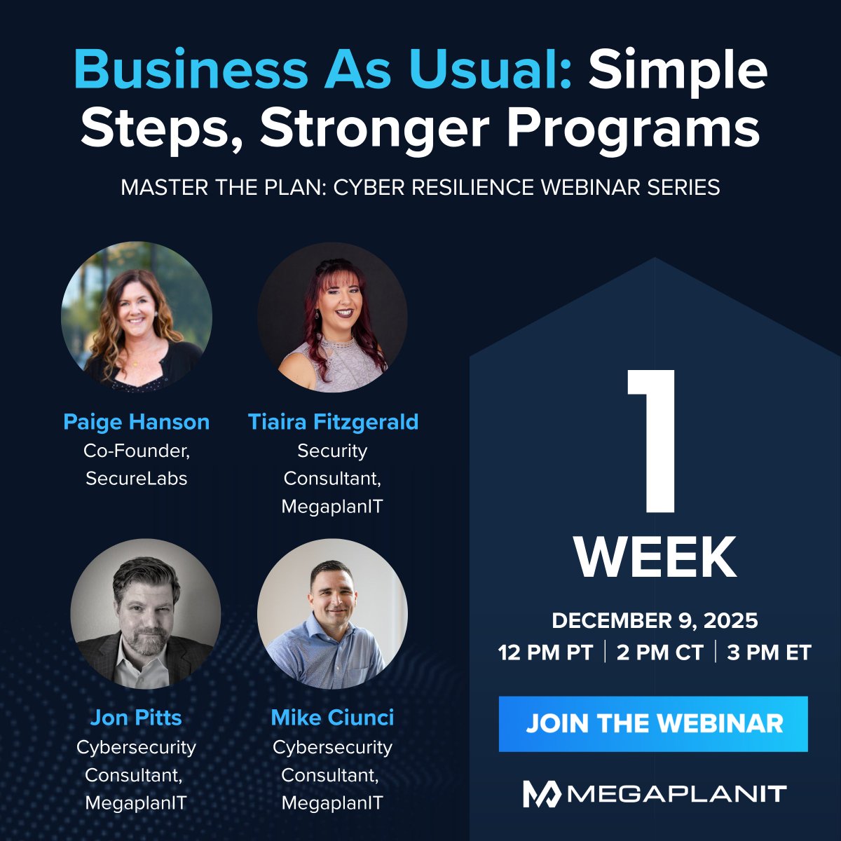 Only 1 week until our FREE webinar: “Business As Usual: Simple Steps, Stronger Programs.” Join us on 12/9 at 12pm PST to learn how you can strengthen your company's foundational security practices:

us06web.zoom.us/webinar/regist…