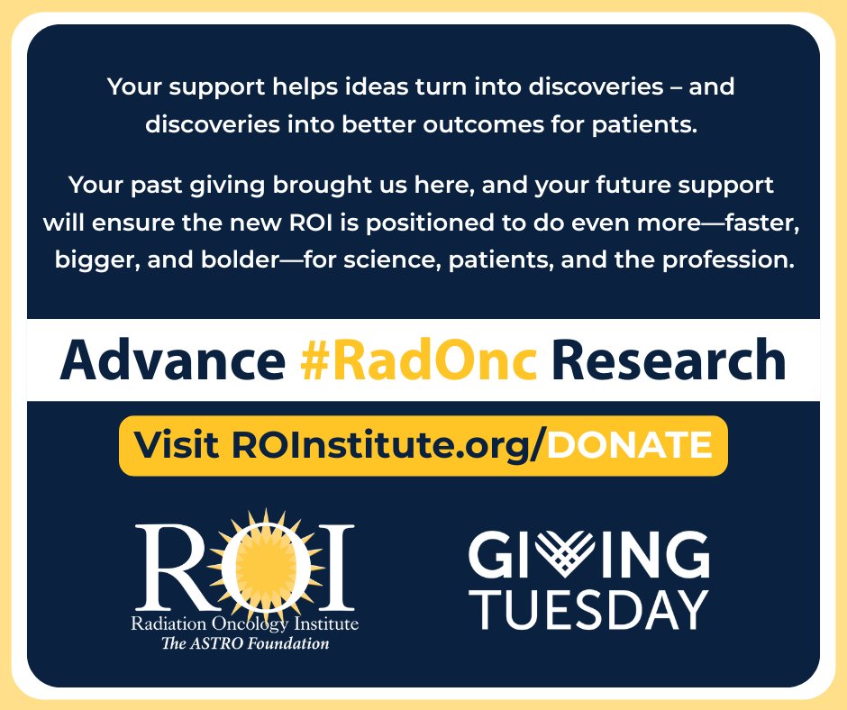 RO_Institute's tweet image. This #GivingTuesday, DONATE to ROI and advance #RadOnc research!

Your support helps ideas turn into discoveries - and discoveries into better outcomes for patients.

Visit ROInstitute.org/DONATE today.
