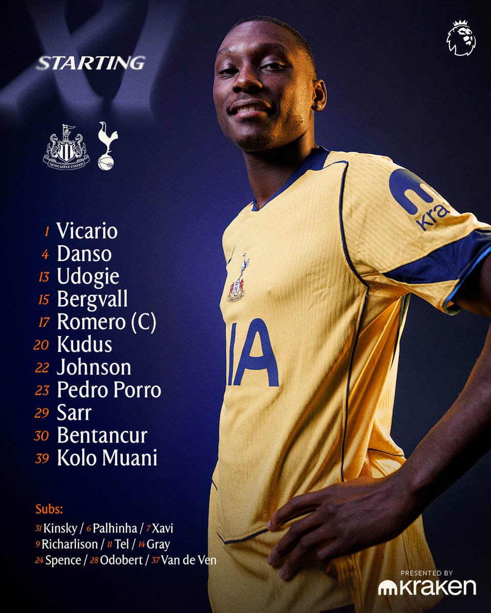 SpursOfficial's tweet image. Your Spurs side in Newcastle 💛

🔢 @krakenfx