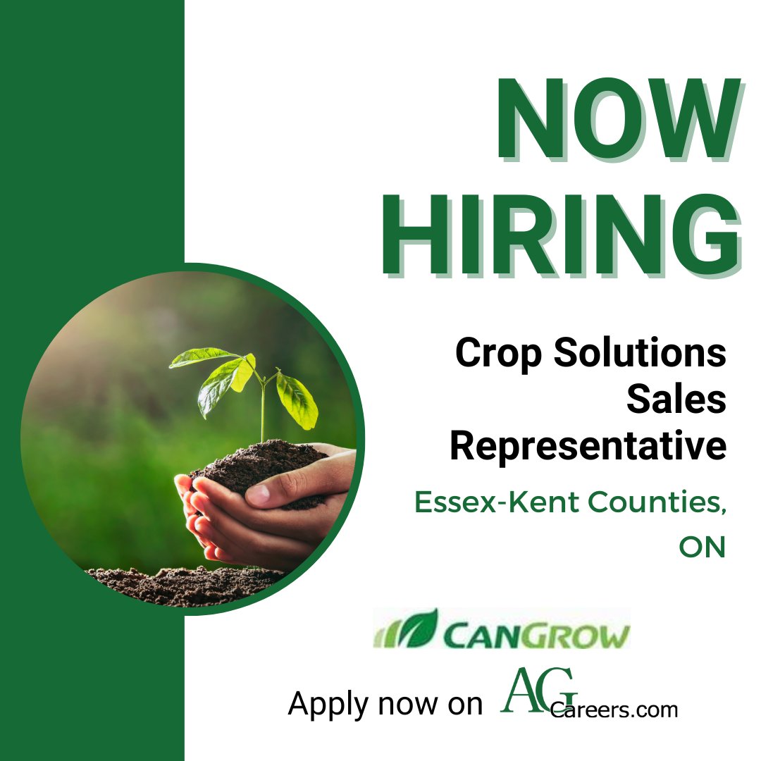 .@CanGrowCrop Solutions Inc. is #Hiring a Crop Solutions Sales Representative! 

This role will attend local trade shows, grower events, and field days to showcase the Can Grow brand.

Submit your application on #AgCareers: ow.ly/1m9K50XAFL4