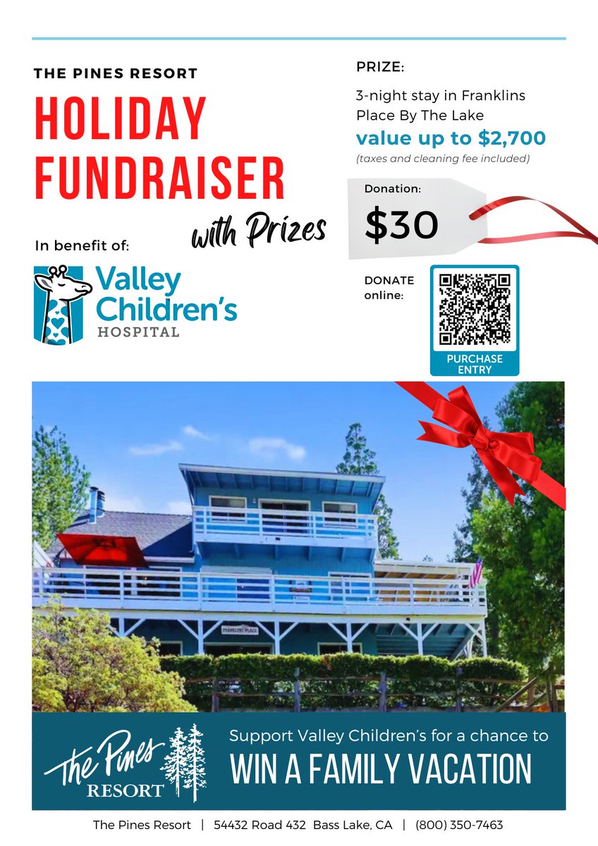 💙 It’s Giving Tuesday — the perfect day to make an impact!
Your donation to our Bass Lake Holiday Fundraiser supports autistic children and their families through Valley Children’s George’s Pass Program.

Every donation = a chance to win a lakeside getaway! 
Donate Now →