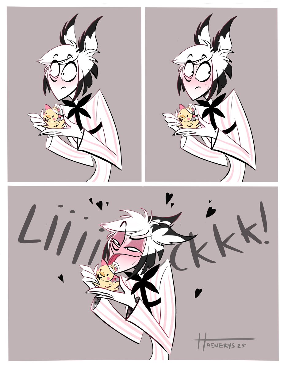 Haenerys3's tweet image. He really loves that little Luci-duck ❤️😅

#radioapple #hazbinhotel #hazbinhotelalastor #hazbinhotellucifer #hazbinhotelfanart