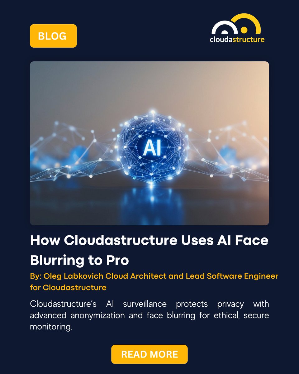 cloudastructure's tweet image. Protecting privacy is just as important as protecting property.
In his latest guest blog, Cloudastructure’s Cloud Architect &amp;amp; Lead Software Engineer Oleg Labkovich breaks down how AI-powered face blurring keeps surveillance ethical, secure, and compliant.

Read more:…