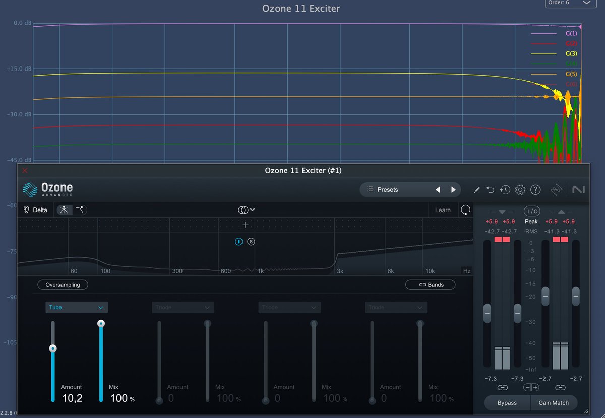 natemixing's tweet image. 🎚️ iZotope Ozone Exciter modes explained.

1. Tube

Tube saturation mode emulates the sound of analog tube amplifiers, known for their warm and smooth distortion characteristics.

Characteristics:

 • Adds warmth and body to the sound.
 • Provides a gentle, smooth saturation…
