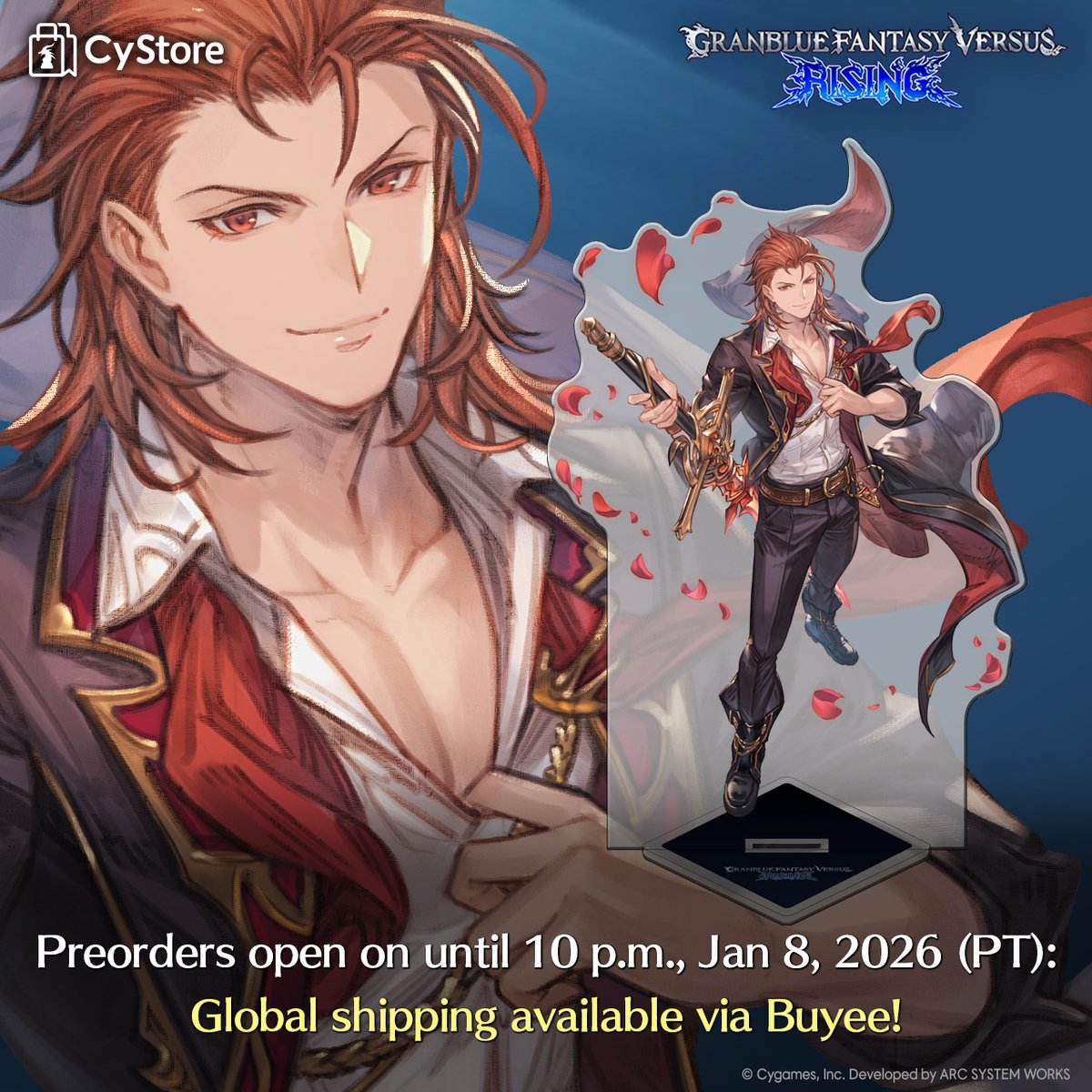 Cygames_goods's tweet image. Introducing the latest #GBVSR costume acrylic stand: Percival in his Knight of Passion costume from Battle Pass Round 11!

👇 Preorders open on CyStore until 10 p.m., Jan 8, 2026 (PT):
cystore.com/Form/Product/P…

Global shipping available via @Buyee!

#CyStore