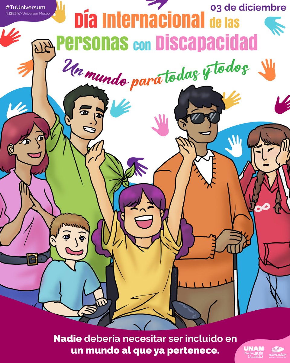 #UnDíaComoHoy es el Día Internacional de las Personas con Discapacidad, su propósito es crear conciencia sobre la discapacidad, promover los derechos y fomentar su plena y equitativa participación en la sociedad. 👂🦾👨‍🦼👩‍🦯👩‍🦯‍👩‍🦽

#TuUniversum
