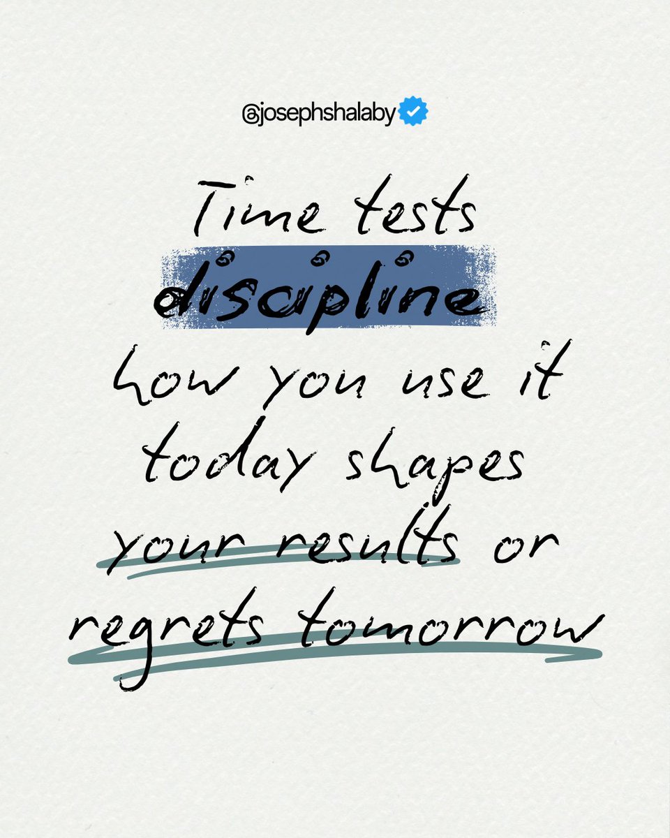 Time tests discipline.
How you use it today determines whether tomorrow brings results or regrets.
Every choice compounds — make each one count.
—Joe Shalaby