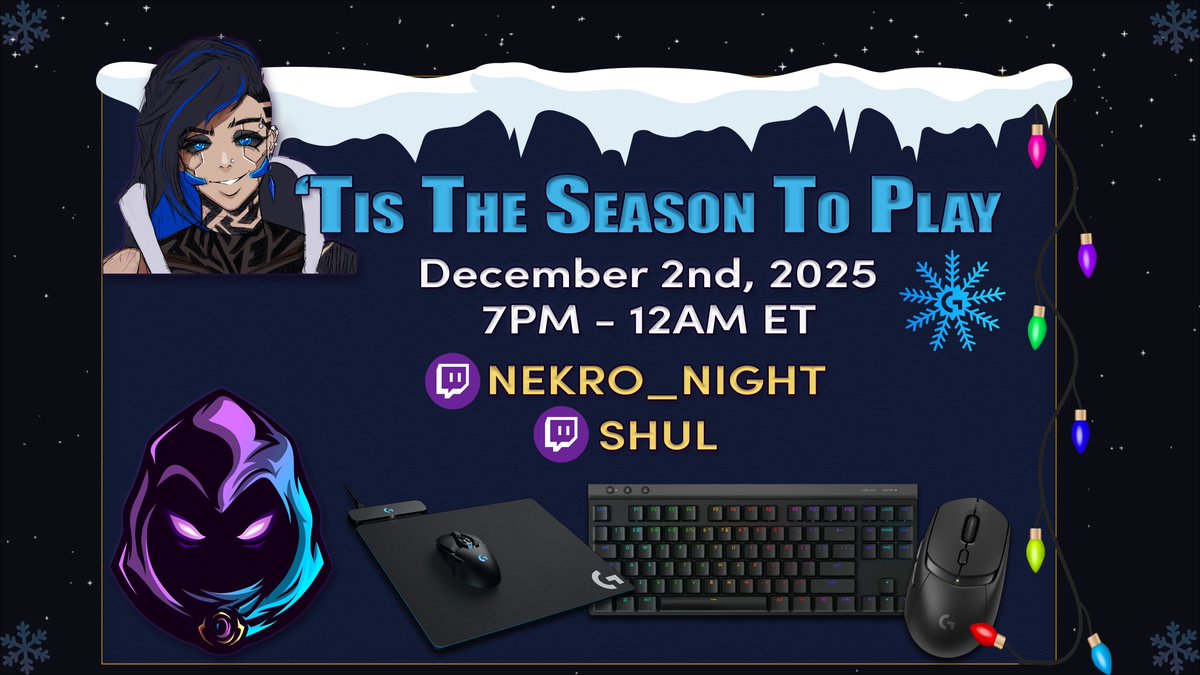This holiday season 'Tis the Season to Play and I am grateful to be sponsored by <a href="/LogitechG/">Logitech G</a> with a Co-Stream with <a href="/ShulGG/">Shul</a>!

Tonight, we will make number go up in <a href="/RSDragonwilds/">RuneScape: Dragonwilds</a> alongside a give away for some awesome Logitech gear!

#LogitechGPartner #KeepPlaying
