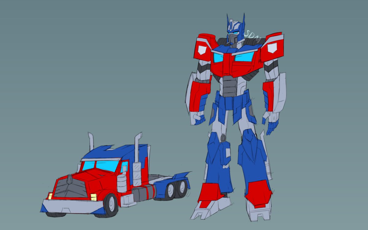 SpookyDman's tweet photo. A sketch thingy attempt at a knight esque Optimus https://t.co/5k6g4YmVav