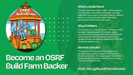 d0tslash's tweet image. I just dumped a sizable donation to @kscottz team. She&apos;s good people &amp;amp; works with good people, they are doing things that ultimately benefit all of us. If you have some spare loot, consider backing @rosorg @OpenRoboticsOrg Build Farm, &amp;amp; donating yourself! donorbox.org/buildfarm-back…