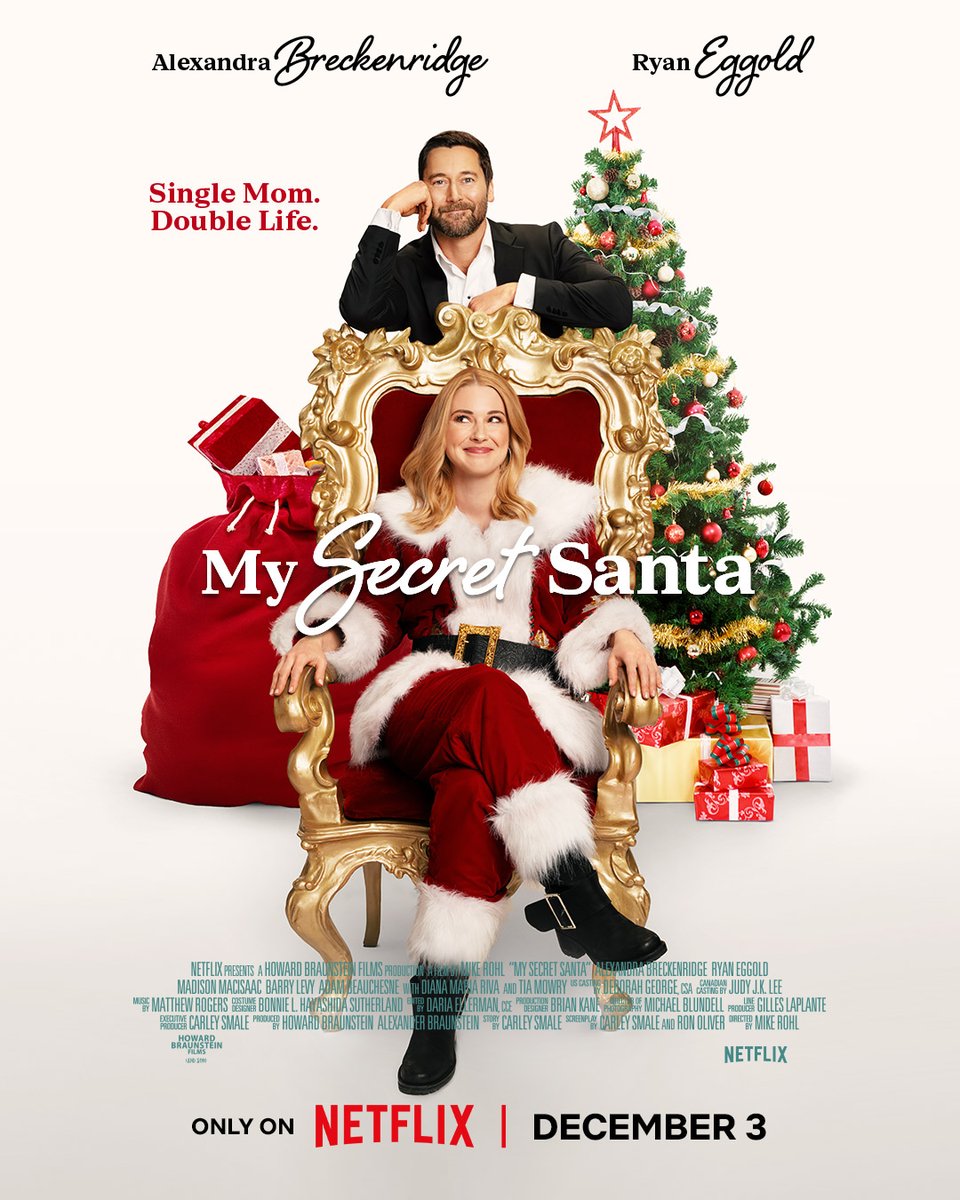 netflix's tweet photo. 10 hours until a single mom in need of a job disguises herself as a man in order to get hired as the seasonal Santa at a luxury ski resort. 

MY SECRET SANTA PREMIERES TOMORROW. https://t.co/ItH6HVMA2A