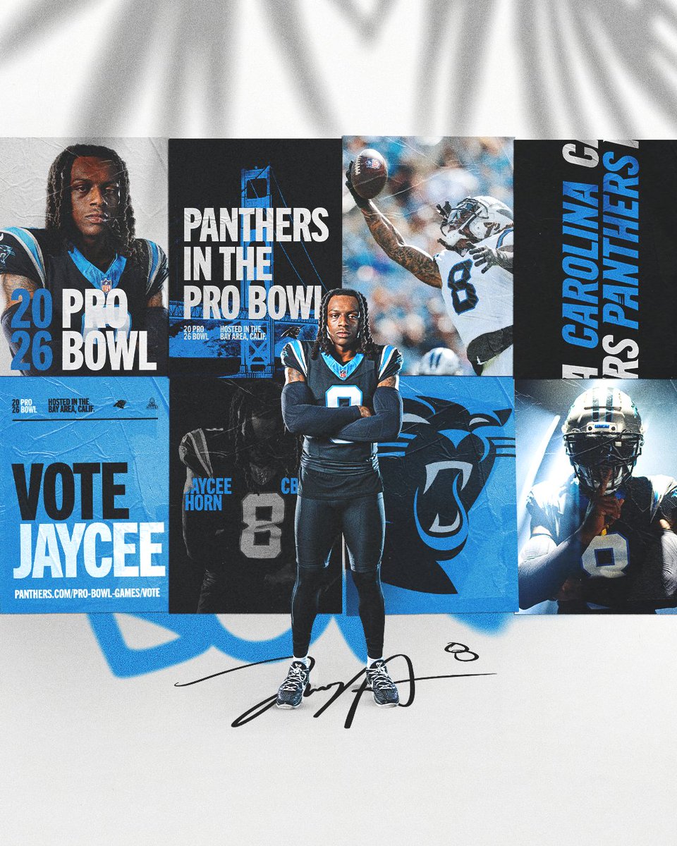 Panthers's tweet image. lets 🔒 in our 🔒 ⬇️ CB to the Pro Bowl

RT to vote

Jaycee Horn x #ProBowlVote