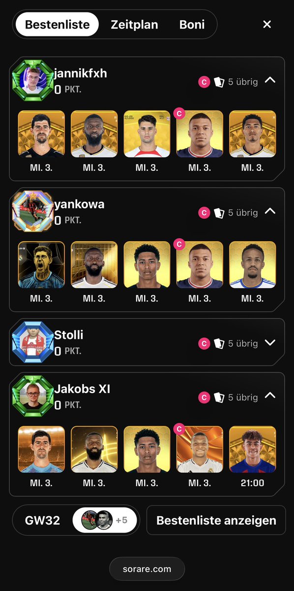 Leute ehrlich jetzt??? Was sind das denn bitte für geisteskranke lineups🔥🔥🔥ich hab Rüdiger verpeilt🥹 ihr seid völlig irre! 😂Liebe alles daran🫶<a href="/MrFutlovers/">Jakob</a> <a href="/jannikfxh/">Jannik</a> <a href="/InvestorSorare/">yankowa | Doan SZN</a> sorry <a href="/SportStolli/">VfBStolli🤍❤️</a> 😅