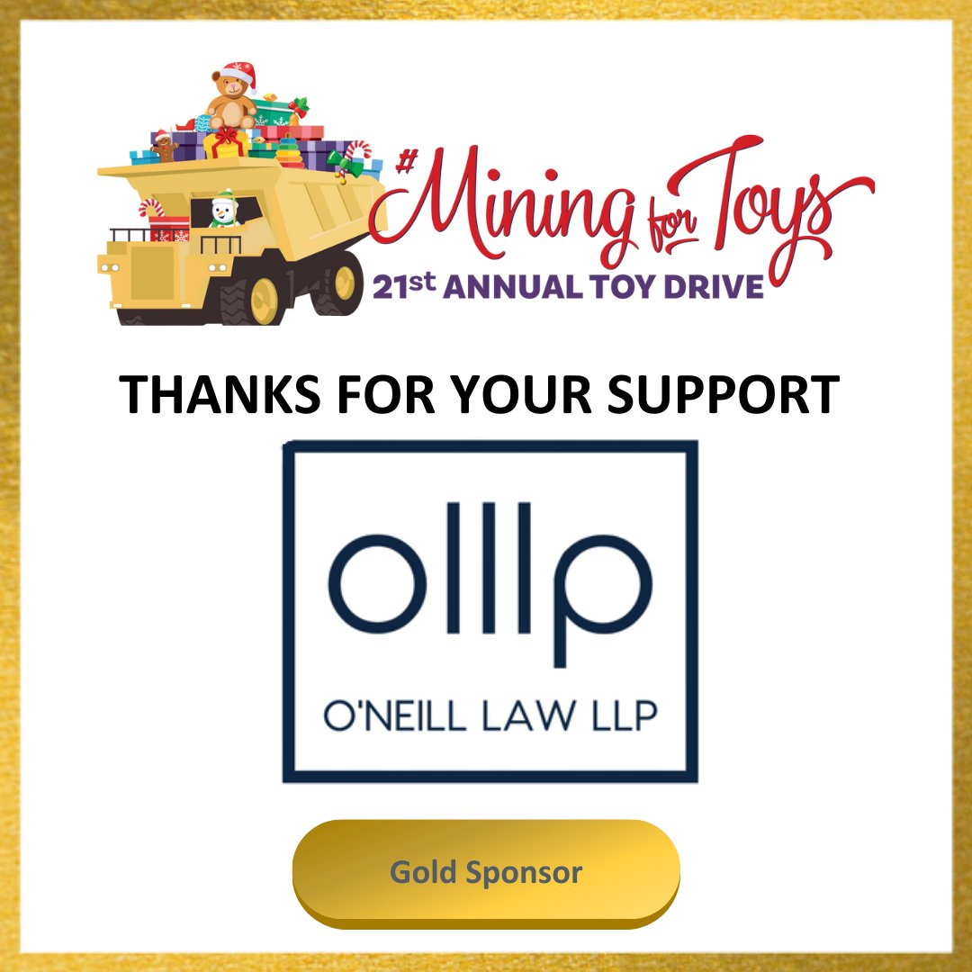 MiningForToys's tweet photo. ✨Big thanks to Virtual GOLD Sponsor O’Neill Law LLP for supporting #MiningForToys this year!

Your generosity helps the LMCB bring holiday cheer to families in need. 🎁

Join the fun as a Virtual Sponsor:  
Platinum $1,000+, Gold 500+, Silver $250+ 

👉https://t.co/hnlY9XfFfJ https://t.co/OXVjNnEGwi