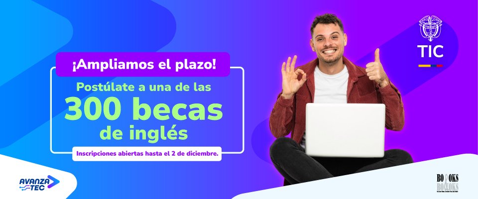 TalentoDigCol's tweet image. 📣¡Último llamado para inscribirte!

Si eres beneficiario certificado de #AvanzaTEC, esta es tu oportunidad de acceder a una de las 300 becas de inglés que abrirán nuevas puertas en tu formación y crecimiento profesional.

¡Postúlate hoy! avanzatec.gov.co/portal/Seccion…