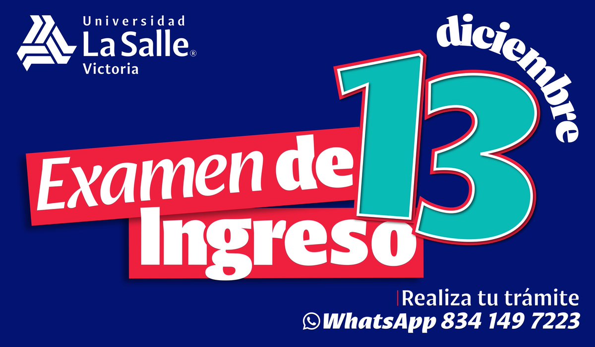 ¡Iniciamos proceso de admisión 2026! 

✍🏻 Realiza tu registro aquí: 

docs.google.com/forms/d/e/1FAI…

Iniciamos en Enero y Agosto 2026 

La Salle... ¡Profesionales con Valor!

#QuieroSerDeLaSalle #CdVictoria