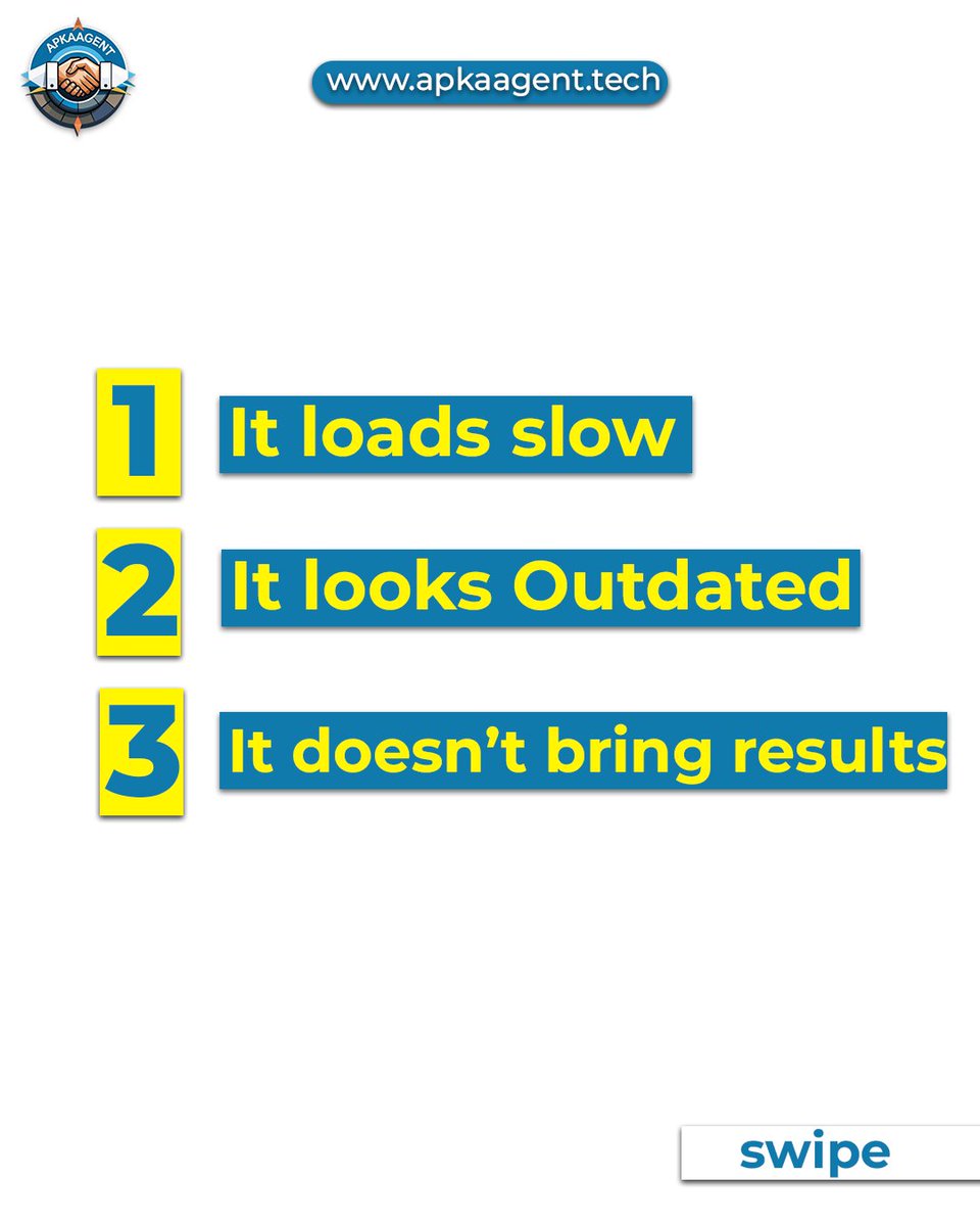 ApkaAgent's tweet image. A website shouldn’t just exist, it should perform.
If yours is slow, outdated or not converting, it’s time for an upgrade.

#ApkaAgent #WebDesignHistory  #websiteupgrade #digitalagency #BusinessGrowth  #Automation  #WebDevelopment  #onlinepresence  #CreativeAgency