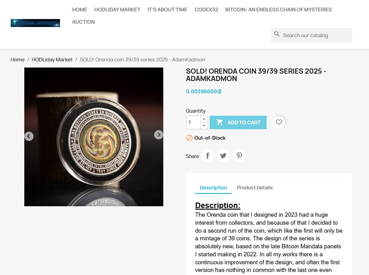 FractalEncrypt's tweet image. Congrats to @AdamKadmon55 - both his coins 36/39 and 39/39 have sold on the HODLiday market! If you haven&apos;t done your HODLiday shopping yet, please come by and check us out - grassroots bitcoin art by bitcoiners for bitcoiners.