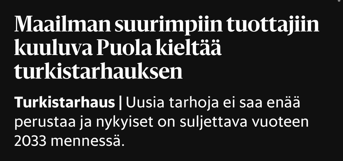 Turkistarhaus tulee kieltää. Suomen tulee ottaa Puolasta mallia. Hävettää, kun olemme jäämässä Euroopan viimeiseksi maassa tässä asiassa.