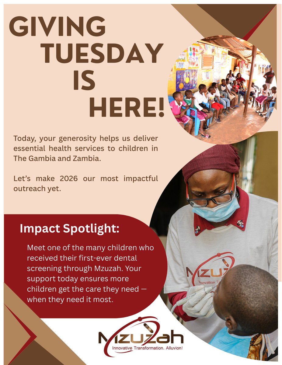 MzuzahAfrica's tweet photo. Today, your generosity helps us deliver essential health services to children in The Gambia and Zambia.
Letโs make 2026 our most impactful outreach yet. ๐ ๐ Give today:
https://t.co/zbfncjUlpq
#GivingTuesday2025 #Mzuzah #GiveHealth #EmpowerCommunities https://t.co/PXtqcFyyZV