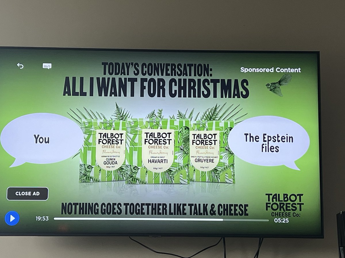 Haha had to pause Shortland Street. And this came up. Everyone wants the Epstein files except Ftrump and his cronies