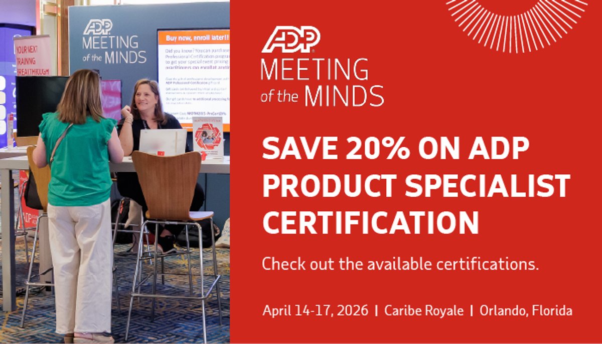 deanlyonsADP's tweet image. Elevate your career with the ADP Product Specialist Certification! Master ADP solutions and earn 20% off when you register for #ADPMOTM 2026. Show your expertise and stand out by registering today.
livesocial.seismic.com/taqJS8