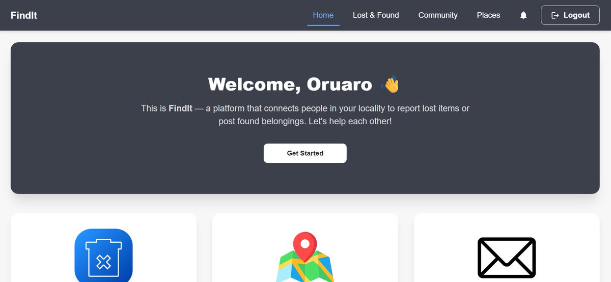 Oruaro6's tweet image. I built FindIt to make it easier for people to report and recover lost items.
There’s also a community page where users help each other… and my favorite feature: locating nearby places of interest.
Check it out 👇

find-it-flame.vercel.app

#WebDev #ReactJS #JavaScript #webapp