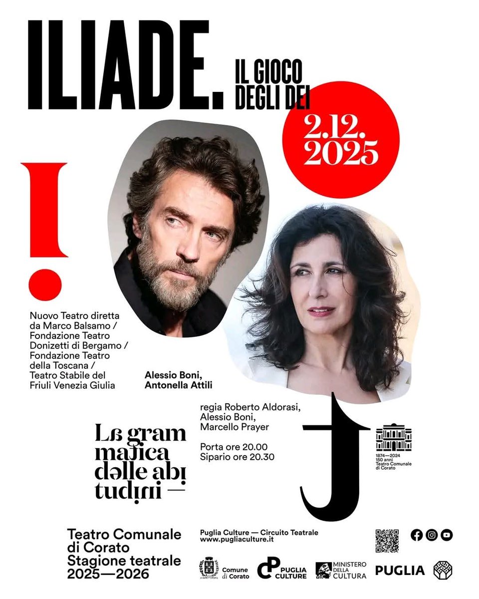 AlessioBoni_FP's tweet photo. ๐ญ๐๐ก๐๐๐๐ - ๐๐ก ๐๐๐ค๐๐ค ๐๐๐๐ก๐ ๐๐๐
๐ Corato (Ba) Teatro Comunale
๐๏ธ2 dicembre
๐Info e biglietti
โ
https://t.co/OzztjZURr1
#AlessioBoni #AntonellaAttili
#HarounFall #JunIchikawa #LilianaMassari #FrancescoMeoni #ElenaNico #MarcelloPrayer https://t.co/DN9bMDwuBG