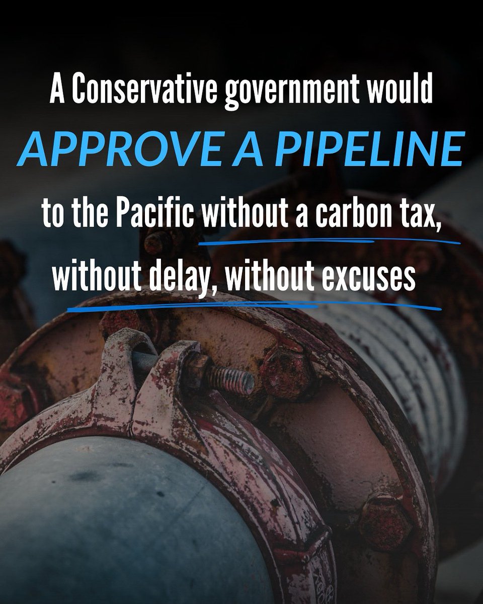 TimUppal's tweet image. No excuses and no delays. Conservatives will unlock Canada’s oil and gas and get a pipeline built to the Pacific — unleashing a more self-reliant economy and stronger take-home pay.