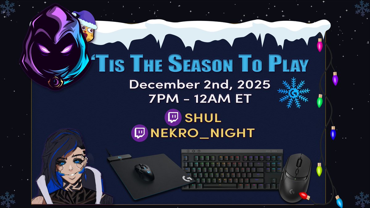 ShulGG's tweet image. &apos;Tis The Season To Play!

This holiday season I am blessed to be sponsored by @LogitechG hosting a duo stream with @Nekro_Night!

Join us tonight as we begin a new @RSDragonwilds journey and give away some gear to you this holiday season!

#LogitechGPartner #KeepPlaying