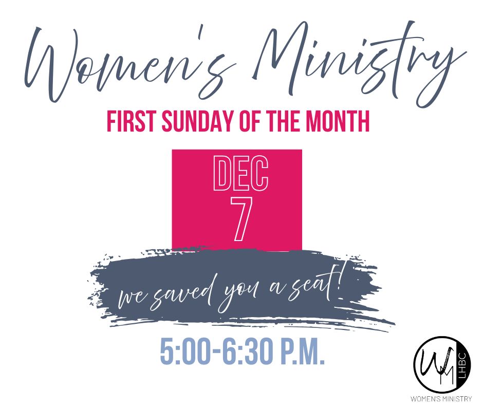 Ladies of all ages and stages, save the date to join our Women's Ministry gathering on December 7! 

We saved you a seat!