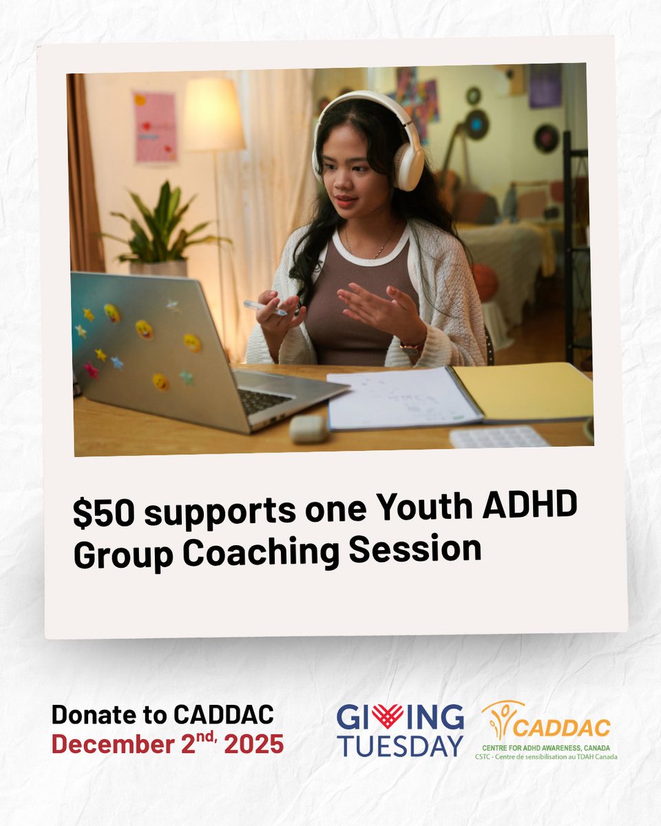 CentreforADHD's tweet photo. As the only national charity focusing solely on ADHD, we are developing programs and services for ADHD communities across Canada, but we need YOUR HELP to do it!

Support CADDAC this Giving Tuesday 🧡🧠 https://t.co/dcwP0qsuxm https://t.co/jLbNYSnbvZ