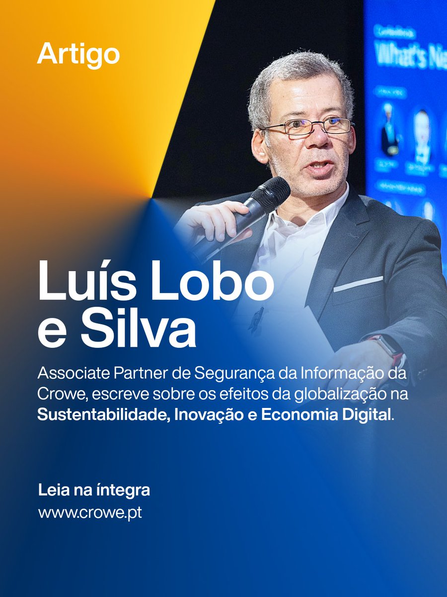 CrowePortugal's tweet photo. 𝐀𝐫𝐭𝐢𝐠𝐨 - 𝐋𝐮í𝐬 𝐋𝐨𝐛𝐨 𝐞 𝐒𝐢𝐥𝐯𝐚
Associate Partner de Segurança da Informação, escreve sobre os efeitos da globalização na Sustentabilidade, Inovação e Economia Digital.

👉 Leia em https://t.co/qB2i1cPU4n

Publicação de Advisory da Crowe.

#CrowePortugal #Economia https://t.co/9b1ijjHgbE