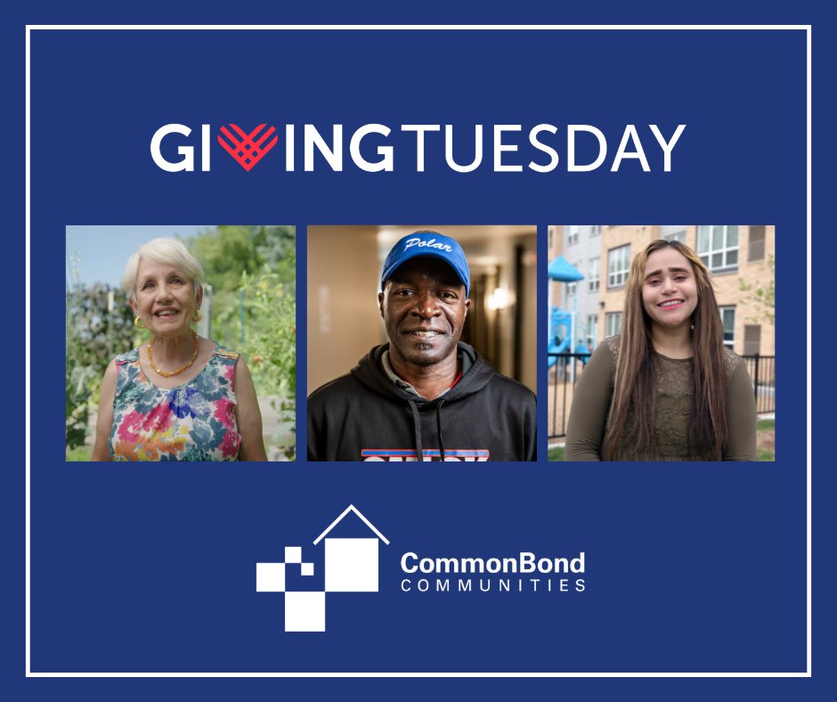 Happy Giving Tuesday!

Your generosity can provide CommonBond residents with the opportunity to thrive in their communities. Everyone deserves access to a stable home, and you can help provide just that to your neighbors with a gift: commonbond.org/givingtuesday