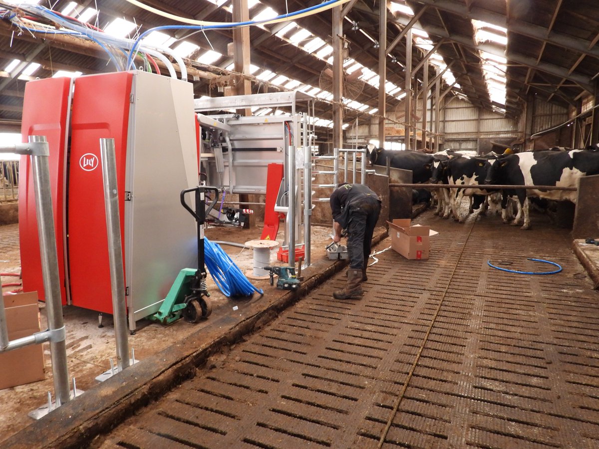 FrankPKuijpers's tweet image. Bij de melkveehouder waar ik dit jaar 25 jaar mee samenwerk zijn vandaag 4 melkrobots geplaatst. Geen Poolse melkers meer nodig.