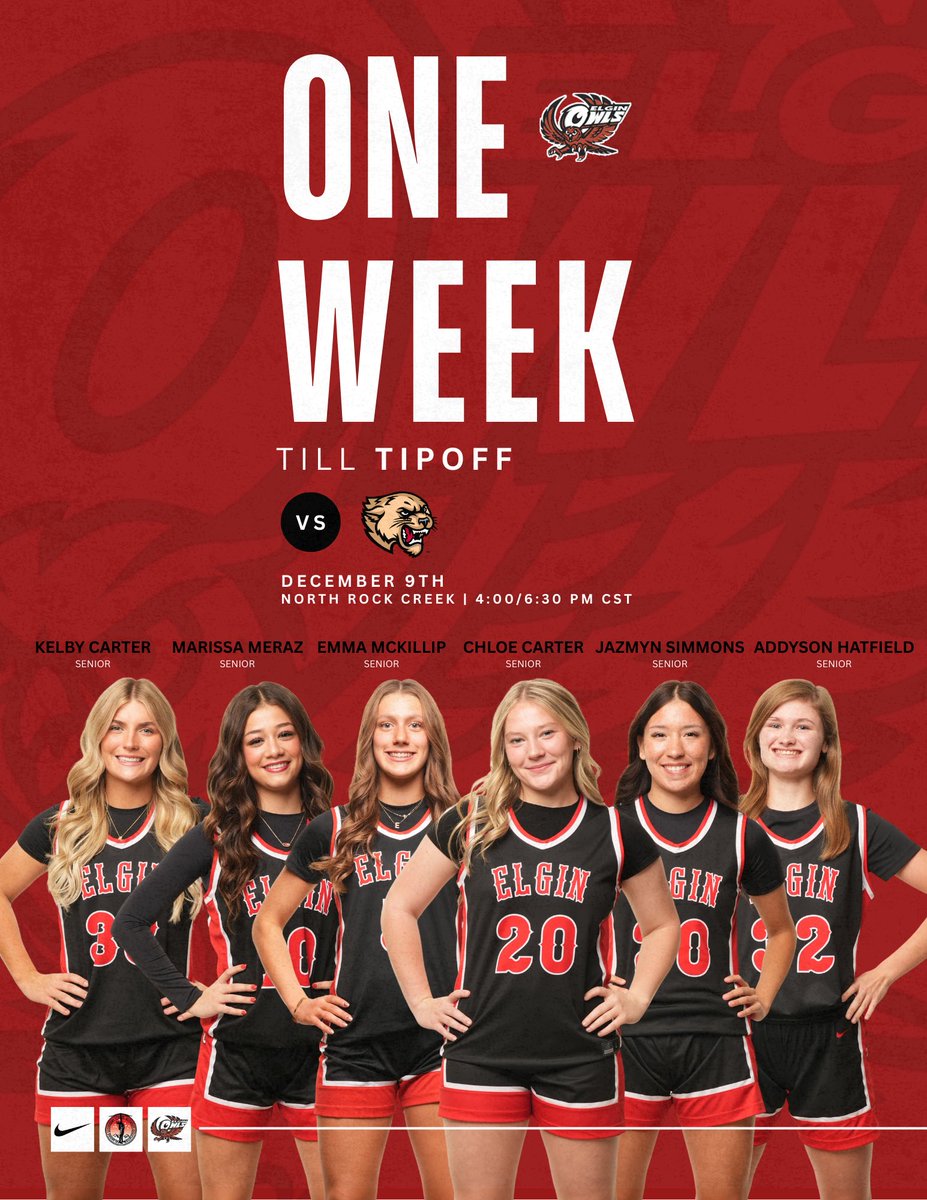 Elginladyowlsbb's tweet photo. 7️⃣ days until our season opener! 

🦉🏀

📸 @cadencooper_ https://t.co/v4jQJ1NAif